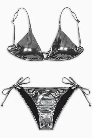 Emporio Armani Kobieta mikro foliowe kropki trójkątne bikini czarne S, , S