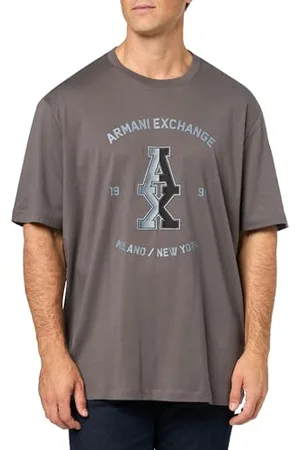 Armani Exchange Męska koszulka Large Central Stacked Ax z logo Milanonew York Text Surrounding Regular Fit Tee T-Shirt, , M