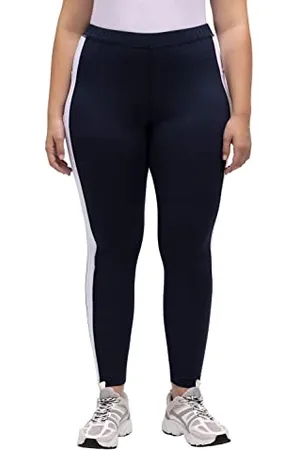 Ulla Popken Damskie legginsy funkcyjne termiczne, paski boczne, granatowe, 46/48, , 46-48