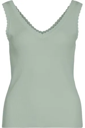 VILA Viesra V-Neck S/L Rib Knit Top, , L