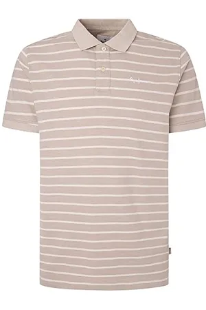 Pepe Jeans Męski sweter polo w paski, słód, XXL, Malt, XXL