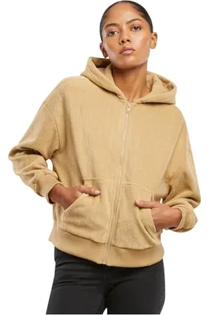 Urban classics Damska bluza z kapturem, żakardowa, aksamitna, oversized Zip Hoody, swobodna damska bluza z kapturem z aksamitu żakardowego z zamkiem błyskawicznym, oversize fit, , XXL