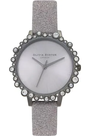 Olivia Burton Analogowy Zegarek Kwarcowy dla Kobiet z Liliowym Skórzanym Paskiem, OB16US51