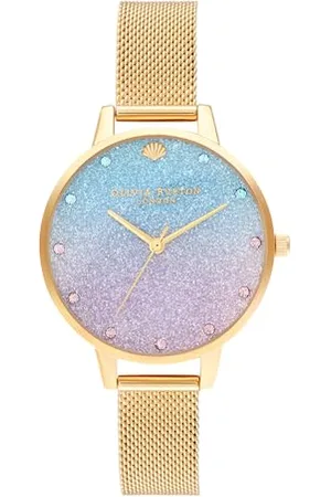 Olivia Burton Analogowy Zegarek Kwarcowy dla Kobiet z Bransoletą ze Stali Nierdzewnej w Kolorze Złotym, OB16US48