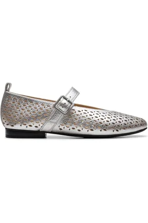 Clarks Damskie płaskie baleriny Fawna Jane, srebrne, metaliczne, 6,5 UK, , 40 EU