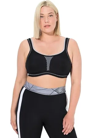 Ulla Popken Damski duży rozmiar, duże rozmiary, biustonosz sportowy, bez fiszbin, wkładka z siatki, Cup C - E, , 110C