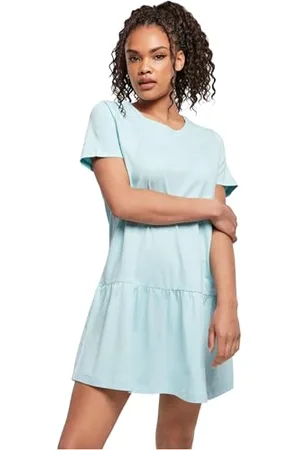 Urban classics Damska sukienka Ladies Valance Tee Dress, t-shirt sukienka dla kobiet z falbanką na części spódnicy dostępna w 3 kolorach, rozmiary XS - 5XL, , XS