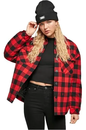 Urban classics Damska kurtka damska, flanelowa, wyściełana, damska kurtka koszulowa w kratkę, dostępna w wielu wariantach kolorystycznych, rozmiary XS-5XL, , XS