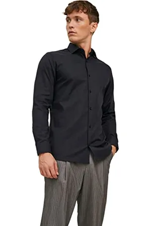 JACK & JONES Męska koszula JPRBLAPARKER L/S NOOS, czarna/krój: slim fit, L, , L
