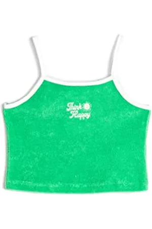 Koton Girls Crop Top Strappy Towel Fabric Embroidered Detail Cotton, , 5-6 Lat