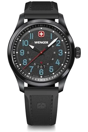 Wenger Terragraph Męski Analogowy Kwarcowy Zegarek Na Rękę, Średnica 43 mm, Wykonany W Szwajcarii, Wodoodporny do 100 M, Skórzany Pasek, 01.0541.127