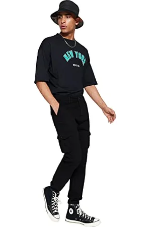 Trendyol Męskie spodnie do biegania o normalnej talii Skinny fit czarne