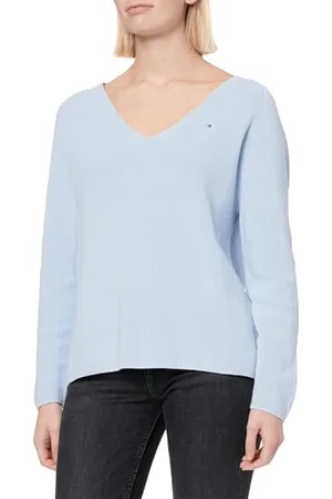 Tommy Hilfiger Damskie CO CARDI STITCH V-NK LS WW0WW44452, niebieski, M, , M