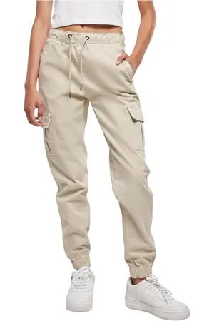 Urban classics Damskie marszczone nylonowe spodnie cargo z wysokim stanem Spodnie Kobiety , , 4XL
