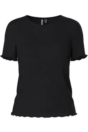 Pieces® Damska koszulka PCflora SS O-Neck Bc, czarna, S, , S
