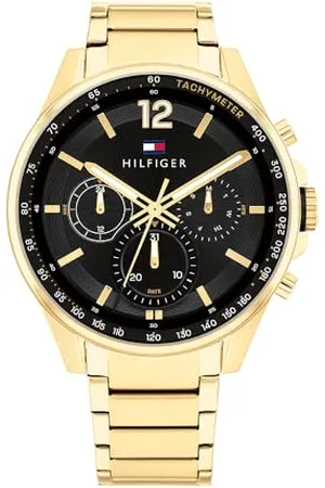Tommy Hilfiger Analogowy wielofunkcyjny zegarek kwarcowy dla mężczyzn ze złotą bransoletką ze stali nierdzewnej - 1791974, , bransoletka