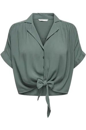 ONLY ONLPAULA Life S/S TIE Shirt WVN NOOS bluzka, zielony balsam, S, , S