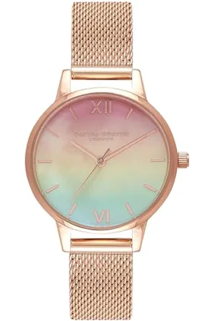 Olivia Burton Analogowy Zegarek Kwarcowy dla Kobiet z Bransoletą ze Stali Nierdzewnej w Kolorze Różowego Złota, OB16RB25
