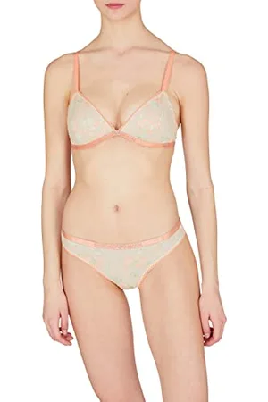 Emporio Armani Damski All Over Embroidery Koronkowy Biustonosz Trójkątny Wyściełany Damski, Papaya/Flower Gard., L