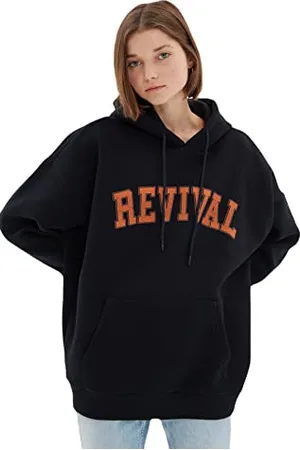 Trendyol Męska bluza - czarna - oversize, , L