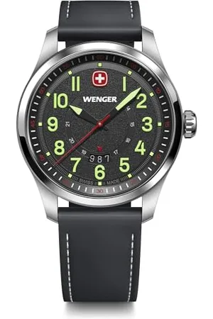 Wenger Terragraph Męski Analogowy Kwarcowy Zegarek Na Rękę, Średnica 43 mm, Wykonany W Szwajcarii, Wodoodporny do 100 M, Skórzany Pasek, 01.0541.121