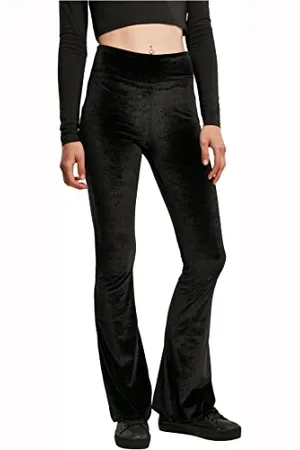 Urban classics Damskie legginsy z wysokim stanem Boot Cut z aksamitnego materiału z wysokim stanem, szerokie zakończenia nogawek, rozmiar XS do 5XL, , S