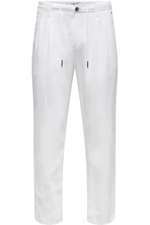 Only & Sons Onsleo Crop Linen Mix 0048 spodnie, , 36W / 32L
