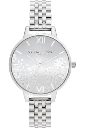 Olivia Burton Analogowy Zegarek Kwarcowy dla Kobiet ze Srebrną Bransoletą ze Stali Nierdzewnej, OB16MV101