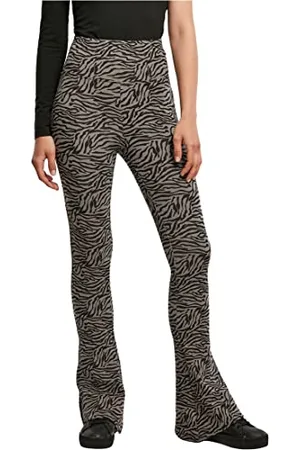 Urban classics Damskie legginsy z wysokim stanem zebra Boot Cut, Asphalt/czarny., M