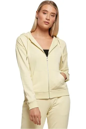 Urban classics Damska bluza z kapturem Organic Terry Zip Hoody, miękka, żółta, S