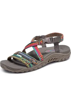 Skechers Reggae Sew Me Sandały damskie, na paskach, tkane, na koturnie, 38 EU