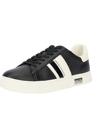 Armani Exchange Damskie buty typu sneaker Cup Sole Mina, Back tab with and Metal Logo Detail on Side Sneaker, Black+ Off White, 38 EU, , 38 EU