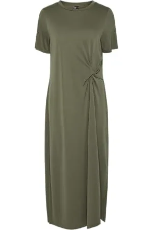 Pieces® Pcanora Ss O-Neck Midi Knot Dress Bc, , M