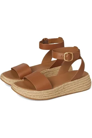 FitFlop Damskie sandały F-Mode Espadryle skórzane płaskie A/Strap Sandals, Deep Tan, 3 UK, , 36 EU