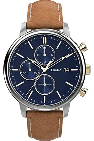 Timex Męski zegarek chronograf ze skórzanym paskiem Chicago, , TW2U39000