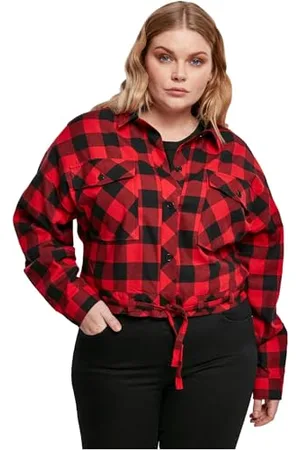 Urban classics Damska koszula z krótkim rękawem typu oversized Check, , XS Duże rozmiary