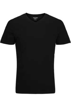 JACK & JONES Męski T-shirt jednokolorowy dekolt w serek, , XS