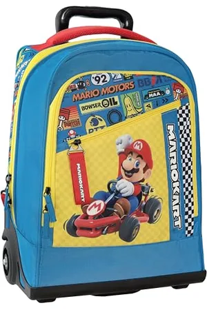 FRANCO COSIMO PANINI Plecak szkolny MARIO KART Mario Kart z wymiennymi kółkami, regulowany uchwyt, 2 główne kieszenie, kieszeń przednia, wyściełane i regulowane paski na ramię, 36 x 47 wys. x 23 cm, , 36x23x47