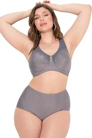 Ulla Popken Damski duży rozmiar, duże rozmiary, plus size, biustonosz odciążający, bez fiszbin, zawieszka ze strasu, Cup C - G, , 105E