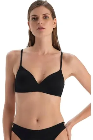 Dagi Black Fashion Knitted Non-Wired Full-Cup Full-Cup Fixed Strap Bikini Top, Black, 40, , 40