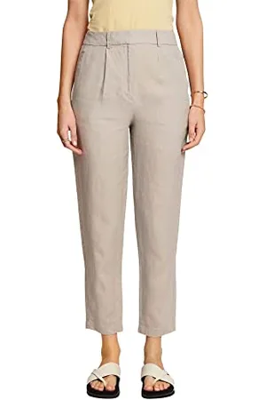 ESPRIT Collection Skrócone lniane spodnie, , 32