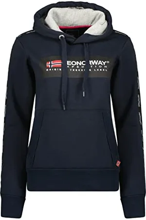 Geographical Norway Gathlete Lady - Damska bluza z kapturem z kieszeniami kangurka - Bluza damska na co dzień sweter z długim rękawem ciepły, , M