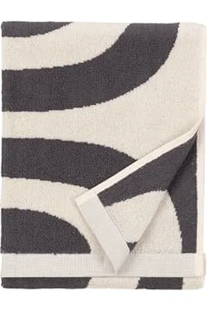 Marimekko Ręcznik do rąk z bawełny frotte (grafitowy), ręczniki do rąk z wzorami naturalnych kształtów 71 cm x 50 cm