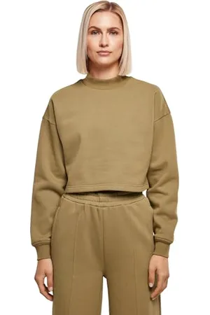 Urban classics Damska bluza z krótkim rękawem i okrągłym dekoltem, , XS