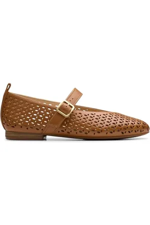 Clarks Damskie płaskie baleriny Fawna Jane, jasnobrązowa skóra, 4,5 UK, , 37.5 EU