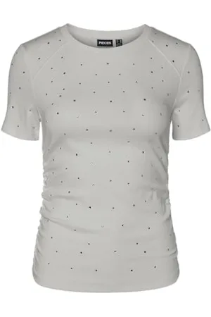 Pieces® Pctyler SS Rhinestone Tee Bc, , S
