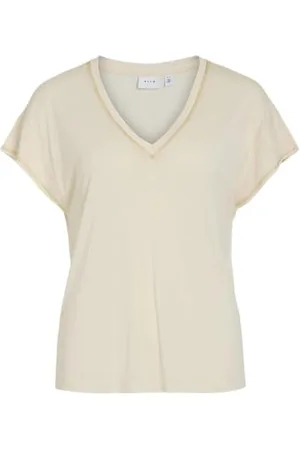 VILA Vinoel dekolt w serek S/S Stitch Detail Top, , S