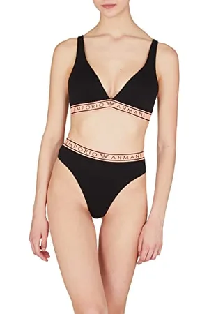 Emporio Armani Damski kultowy biustonosz z logo Logoband wyściełany biustonosz damski, , L