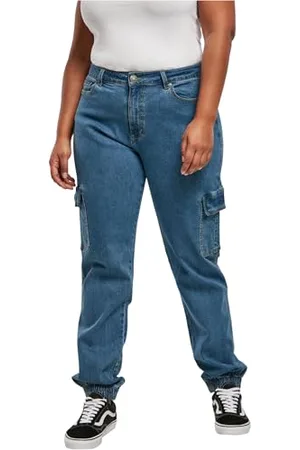 Urban classics Damskie spodnie z bawełny ekologicznej z naszytymi kieszeniami, damskie spodnie cargo z organicznego stretchu, dostępne w 4 kolorach, rozmiary 26-34, , 31