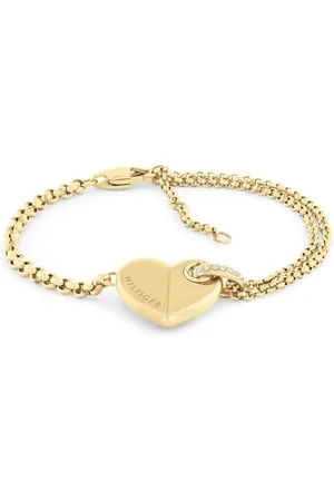 Tommy Hilfiger Jewelry bransoletka damska ze stali nierdzewnej z zawieszką w kształcie serca – dostępna w kolorze złotym lub srebrnym, Rozmiar uniwersalny, Stal nierdzewna, No Gemstone